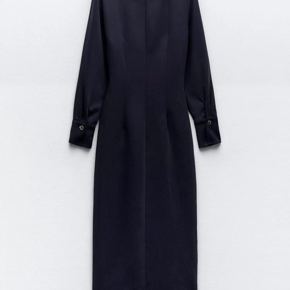 💙NWOT ZARA Navy ZIPPERED SHIRTDRESS SIZE S - Picture 4 of 11